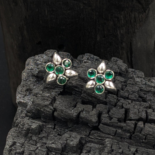 Three Petal Earrings - Green