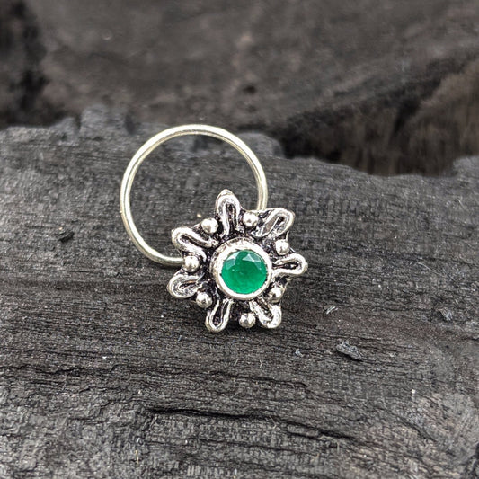 Green Star Nose Pin