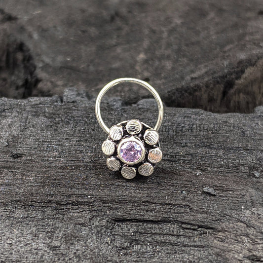 Pink Flower Nose Pin