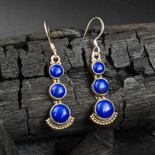 Triple Circle Earrings - Lapis Blue