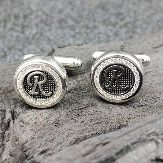 Men Silver accessories -CUFFLINKS LETTER R