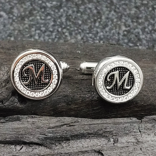 Men Silver accessories -CUFFLINKS LETTER M