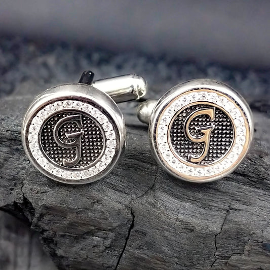 Men Silver accessories -CUFFLINKS LETTER G