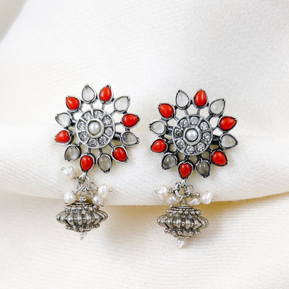 Silver Jewelry Earrings by Jauhri 92.5 Silver - Jhum Pushp Earrings